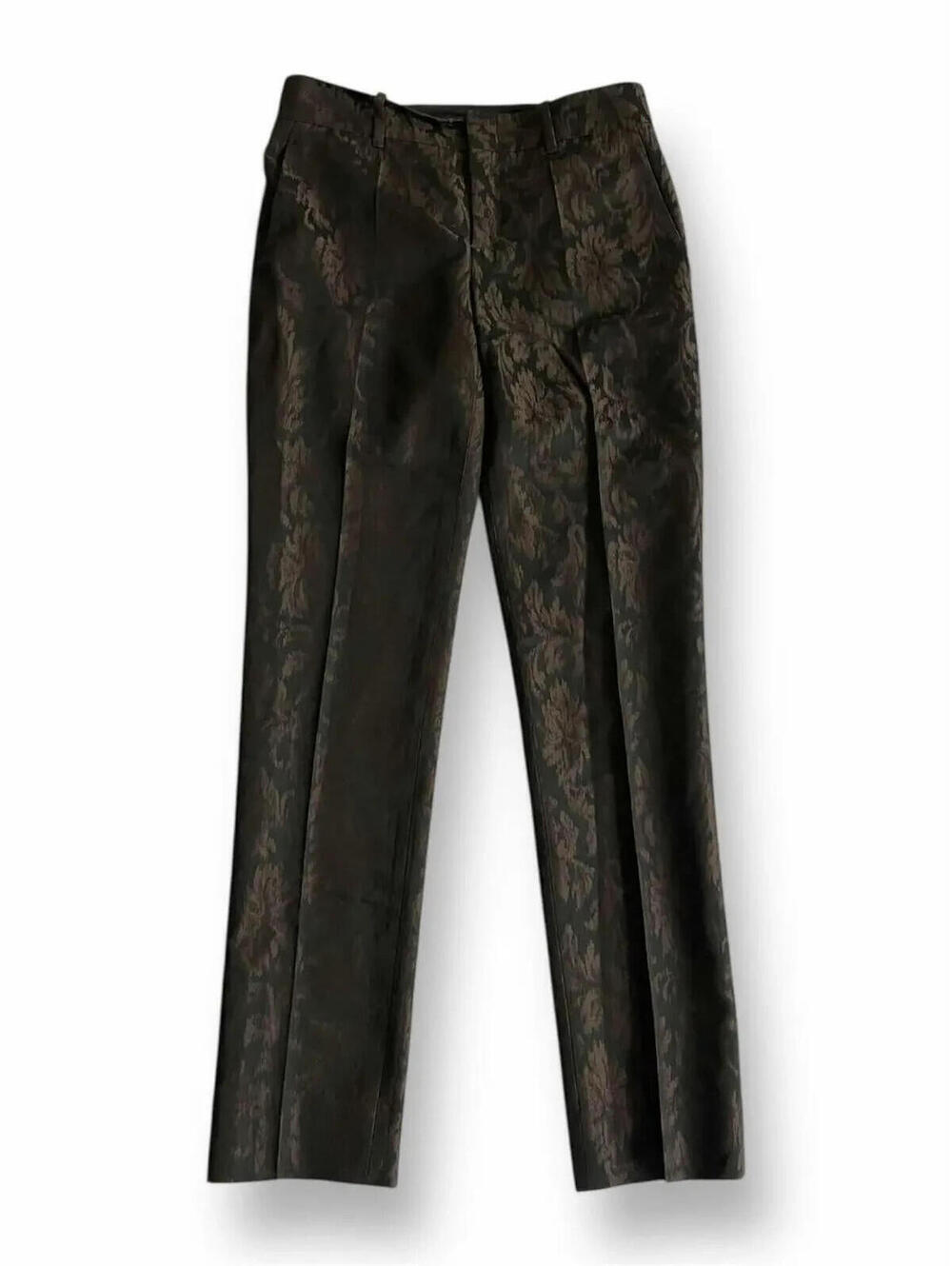 GUCCI FW/12 BURGUNDY FLORAL JACQUARD STRAIGHT-LEG‎ TROUSERS EU 38